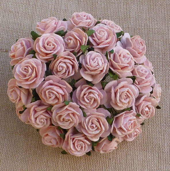 100 PEACH PUFF MULBERRY PAPER OPEN ROSES - Click Image to Close