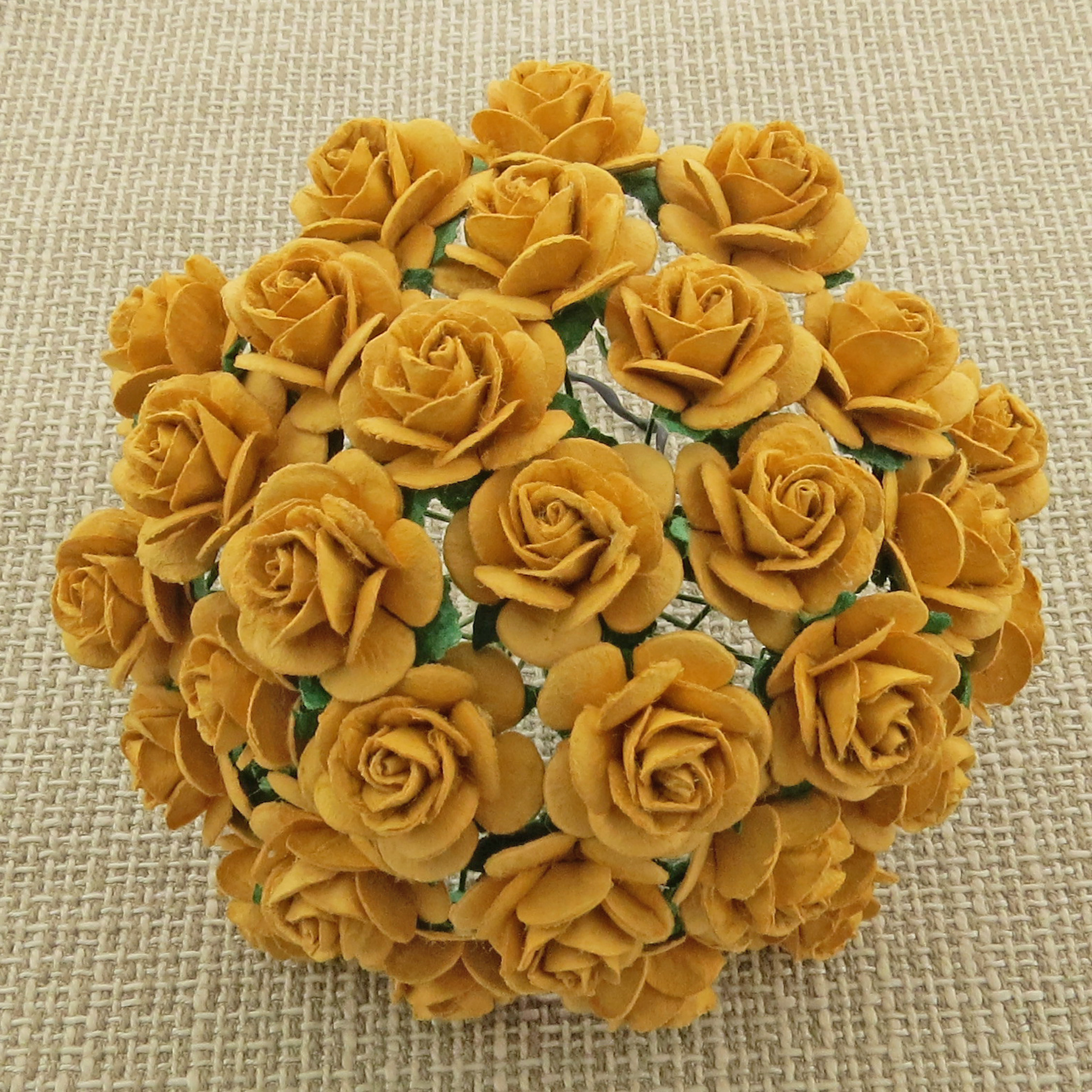 100 MUSTARD MULBERRY PAPER OPEN ROSES - Click Image to Close