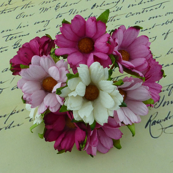 50 MIXED PINK/WHITE MULBERRY PAPER CHRYSANTHEMUMS