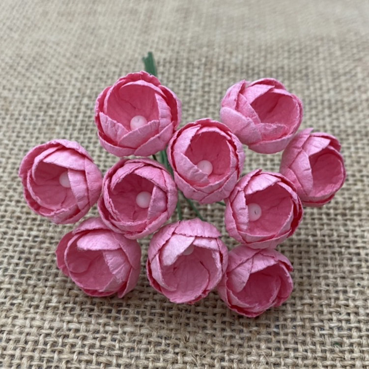 50 PINK MULBERRY PAPER BUTTERCUPS - Click Image to Close