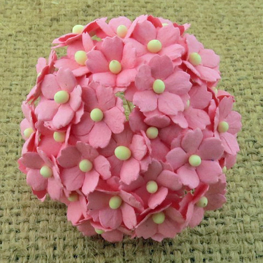 50 PINK MULBERRY PAPER BUTTERCUPS - Click Image to Close