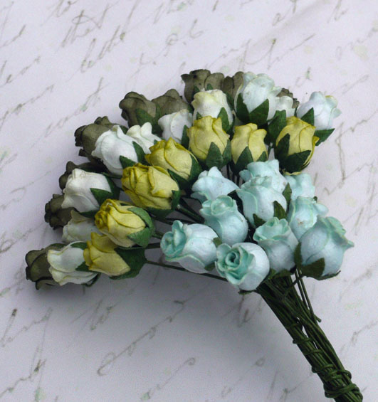 40 MIXED GREEN TONE HIP ROSEBUDS - Click Image to Close