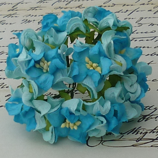 50 2-TONE BLUE GARDENIA FLOWERS - Click Image to Close