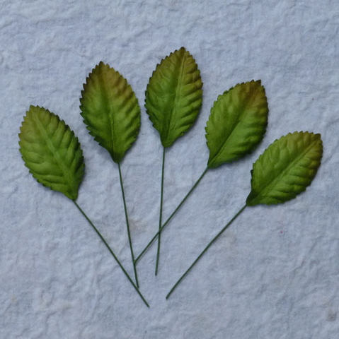 100 Green Mulberry Paper Leaves - 35mm - Click Image to Close