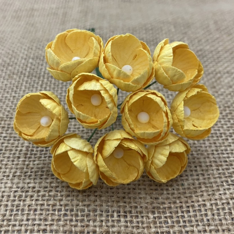 100 YELLOW MULBERRY PAPER OPEN ROSES - Click Image to Close